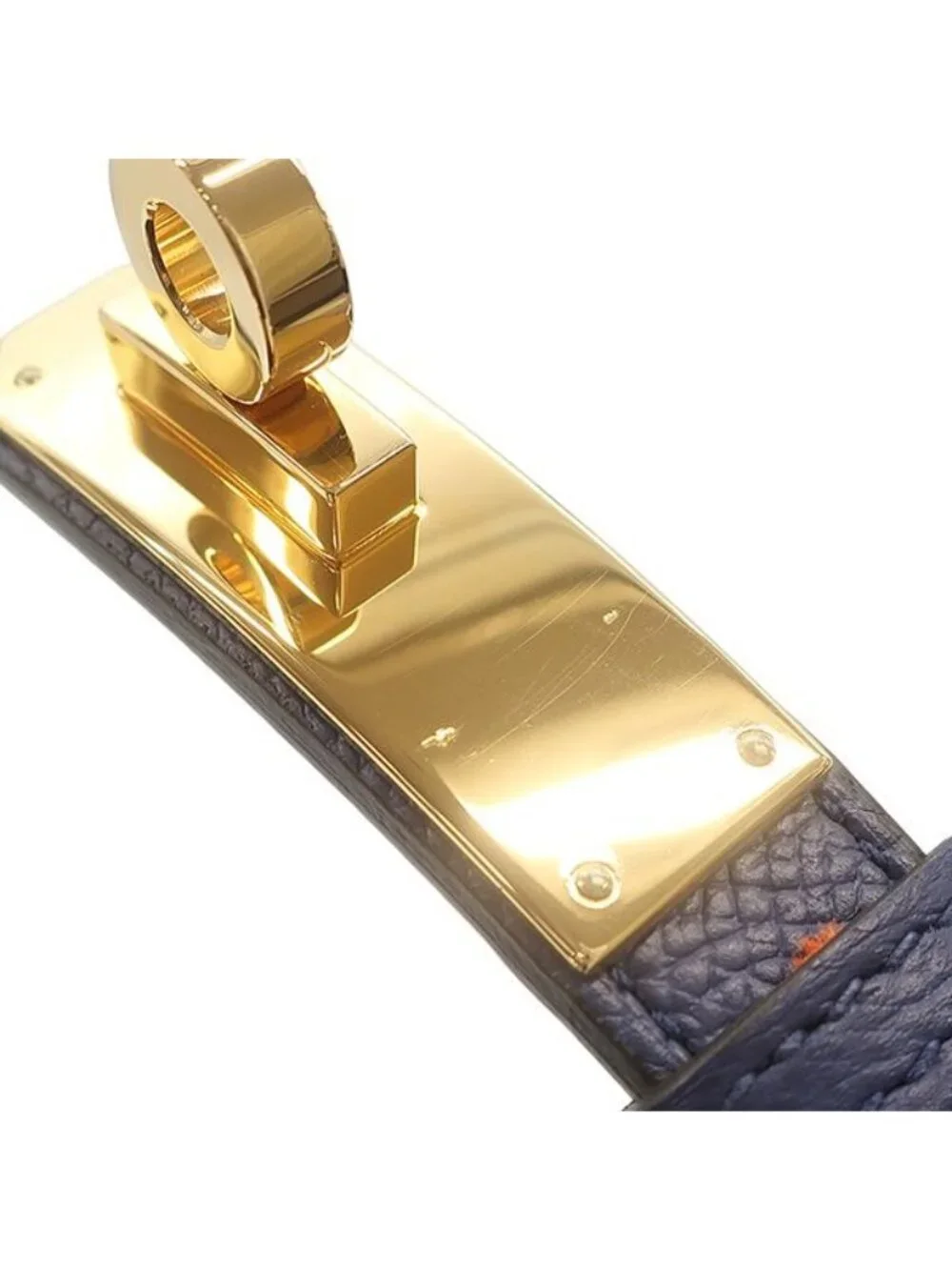 Hermes Belt Kelly Velvet 18 Veau Blue Safel Multicolor Gold Turnlock Slide